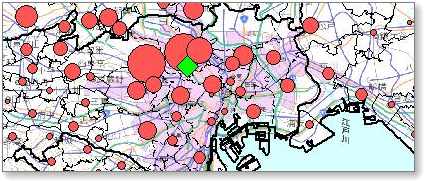 東京都各区への通勤者分布図(2010年)
